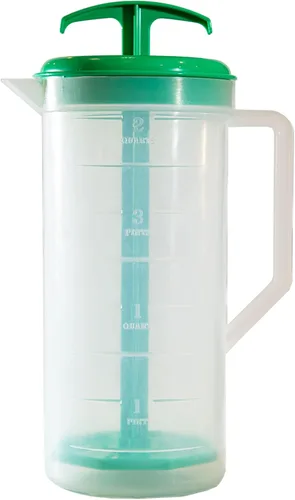 Miniatura 9 de JBK Pottery Jarra mezcladora azul de 2 cuartos con émbolo, jarra mezcladora de plástico sin BPA para jugos, leche, té, batidos y más, apta