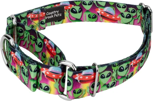 Miniatura 5 de Country Brook Petz - Collar de perro Martingale Space Aliens - Colección Geek Chic con diseños para cualquier mega fan (5/8 pulgadas, pequeño)