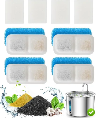 Miniatura 9 de oneisall Fuente de agua para gatos de acero inoxidable, fuentes de agua de 2 litros para gatos en interiores con bomba silenciosa y 3 filtros