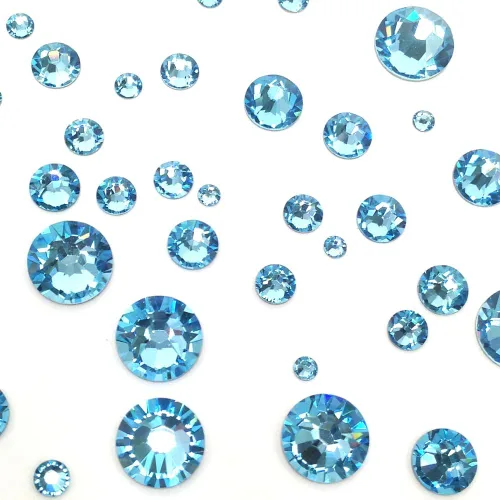 AQUAMARINE (202) azul lago 144 piezas Swarovski 2058/2088 Cristal Flatbacks lago azul diamantes de imitación arte de uñas mezclado con tamaños ss5,