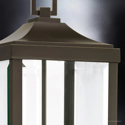 Miniatura 4 de Urban Ambiance Lámpara colgante colonial de lujo para exteriores, tamaño grande: 23-3/4" x 9-1/2", con elementos estilo granja, acabado de bronce