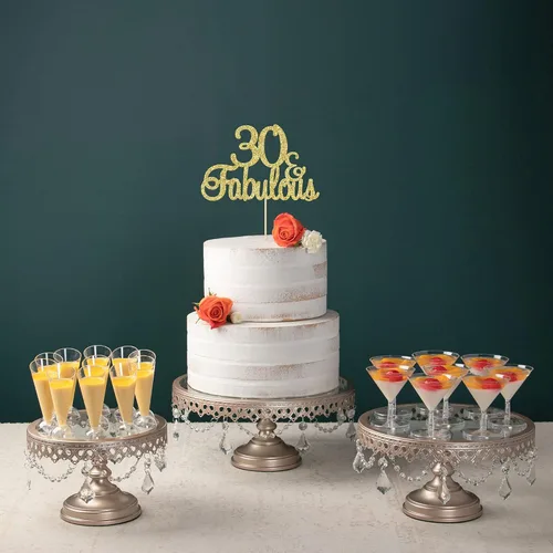 Miniatura 6 de Gyufise 1 decoración de 30 con purpurina dorada y fabulosos adornos para tartas de 30 años y fabulosos adornos para tartas de cumpleaños de 30 años