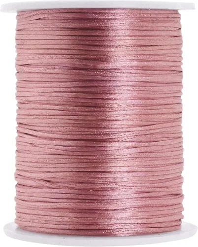 Miniatura 127 de Mandala Crafts Cordón de Satén de Nailon 2mm Cordón Rattail Champagne - 100 Yardas Cordón de Nailon Chino para Nudos Cordón de Seda Cola de Rata