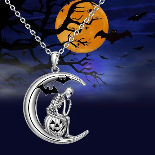 Miniatura 5 de Flamingo Necklace Halloween Skeleton Cat Necklace Turtle Axolotl Hummingbird Necklaces for Women 925 Sterling Silver Cute Animal Jewelry Christmas
