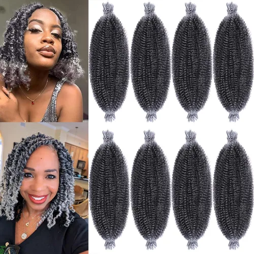 Miniatura 32 de ZRQ Cabello afro trenzado negro elástico para Butterfly Locs de 12 pulgadas, cabello trenzado de ganchillo Marley Twist preseparado, 3 paquetes