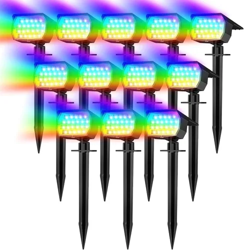 Miniatura 9 de WENATY Focos solares para exteriores, impermeables, IP65, paquete de 2 focos de paisaje con 46 LED, 3 modos de encendido y apagado automático, luces