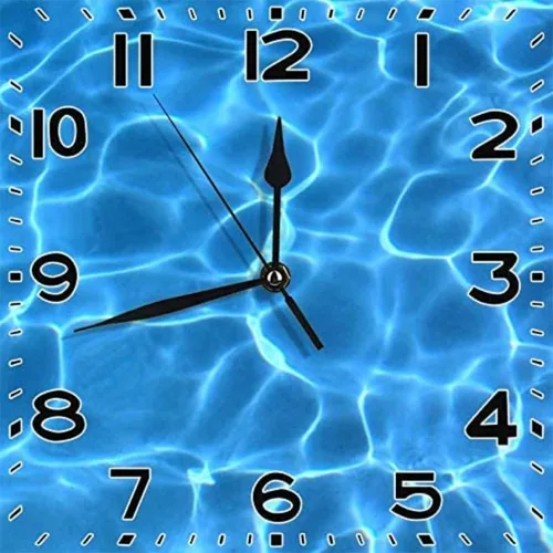 Hermosa piscina azul aguamarina 3D, reloj de pared decorativo único, 15 pulgadas, madera, reloj de escritorio analógico silencioso de cuarzo a pilas