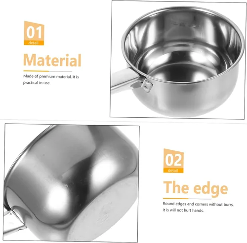 Miniatura 3 de CALLARON Cucharón de baño de acero inoxidable con mango de cucharón de agua para cocina, cucharón de sopa de metal, cuchara de agua, taza de champú
