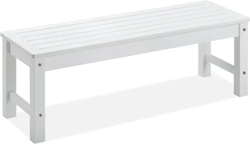 Miniatura 10 de Psilvam Banco para exteriores, banco de porche de madera de polietileno para dos personas, banco de jardín resistente a la intemperie que nunca se