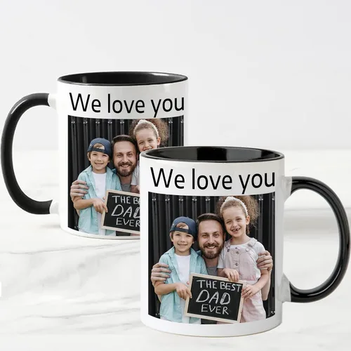 Miniatura 2 de OELTTG Tazas de café novedosas, taza personalizada con nombre y logotipo de texto fotográfico, taza personalizada de 11 onzas en ambos lados, Negro