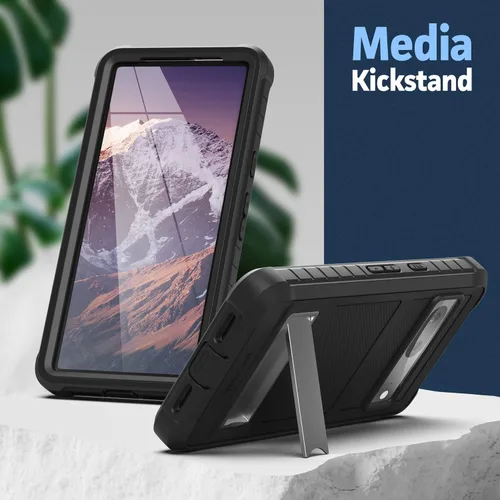 Miniatura 2 de ENCASED Funda con función atril diseñada para Google Pixel 7 [Ultra Protectiva] Funda de cuerpo completo con soporte de metal, color negro