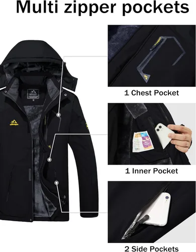 Miniatura 5 de MAGCOMSEN - Chaqueta de invierno para hombre, impermeable, abrigada, con forro polar y múltiples bolsillos