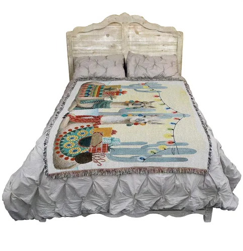 Miniatura 2 de Pure Country Weavers - Cobija con flecos de algodón, tejida, 72 x 54, flores de Navidad, fabricada en EE.UU.