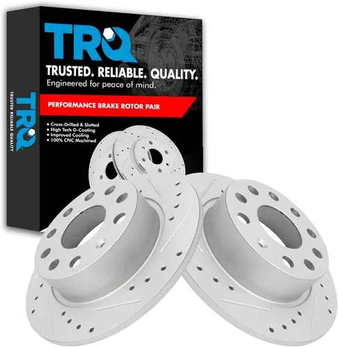 Miniatura 419 de TRQ Juego de rotores de freno de rendimiento trasero con revestimiento G premium compatible con Mazda 6 2014-2021