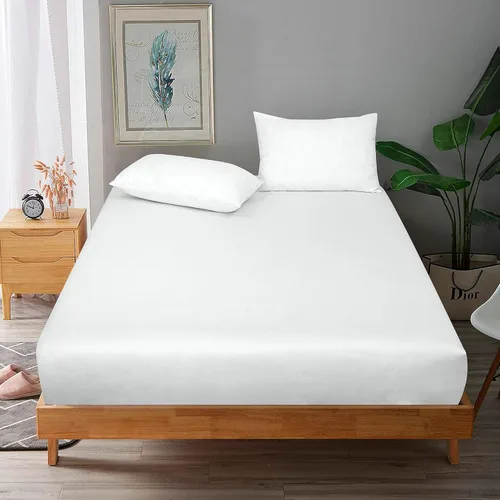 Miniatura 9 de ROYALE LINENS Sábana bajera ajustable de 300 hilos 100% algodón peinado de fibras largas, tamaño Queen, sábana inferior súper suave con bolsillo
