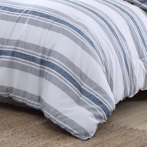 Miniatura 3 de Nautica Juego de edredón individual/individual XL, ropa de cama reversible con funda a juego, decoración de habitación a rayas, artículos esenciales
