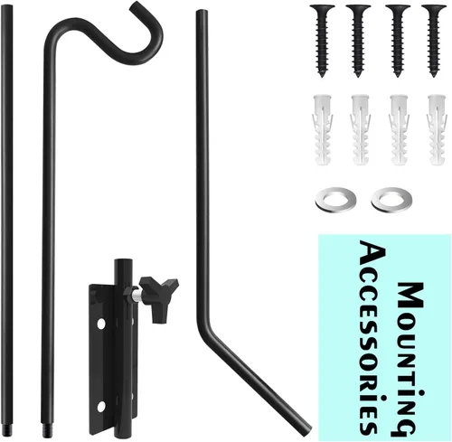 Miniatura 9 de ERYTLLY 2 Paquetes de Ganchos de Cubierta Resistentes Montados en Pared, Gancho de Cubierta Extensible y Ajustable para Colgar Comedero de Pájaros