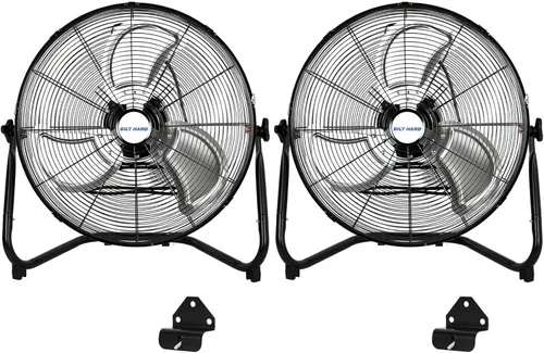 BILT HARD Ventilador de piso de alta velocidad de 4600 CFM de 20 pulgadas, ventilador de metal resistente de 3 velocidades con sistema de montaje en
