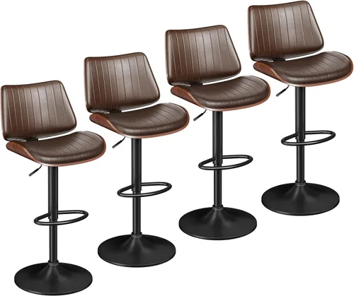 Miniatura 30 de YaFiti Adjustable Bar Stools, Modern Swivel PU Leather Counter Height Chairs with Backrest, Armless Kitchen Island Stools, Black 1 PCS