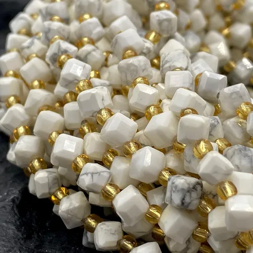 Miniatura 3 de ABCGEMS - Cuentas de howlita blanca como la nieve de California