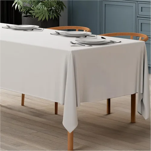 Miniatura 13 de WEALUXE - Manteles blancos para mesas rectangulares de 8 pies, paquete de 2, 60 x 126 pulgadas, resistentes al agua, a las manchas y a las arrugas