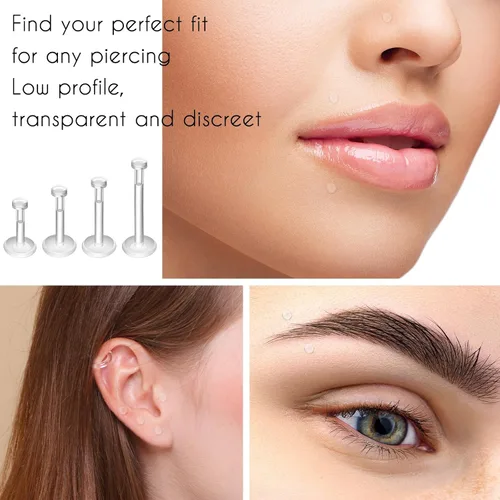 Miniatura 5 de Misdary Retenedores de piercing transparentes para nariz, labios, cartílago, a granel, para deportes, trabajo, cirugía, escuela, cirugía, piercing