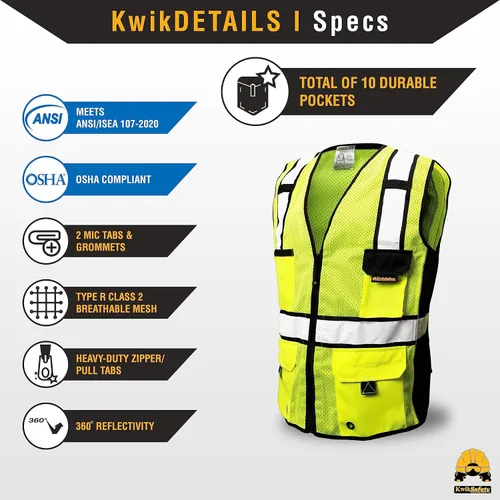Miniatura 5 de KwikSafety - Charlotte, NC - RoadBOSS Econ & Premium Safety Vest Class 2 Reflective Vest ANSI OSHA Safety Vest for Men