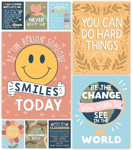 Miniatura 11 de Hadley Designs Póster motivacional para decoración de aula, 9 pósteres de aula de mentalidad de crecimiento, decoración de pared inspiradora