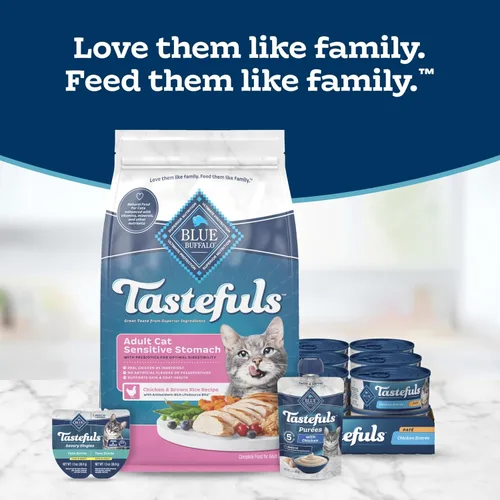 Miniatura 9 de Blue Buffalo Tastefuls - Comida seca natural para gatos adultos, estómago sensible, receta de pollo y arroz integral, bolsa resellable de 3 libras