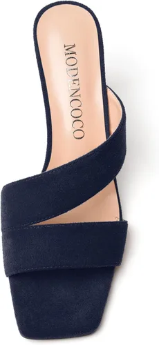 Miniatura 3 de MODENCOCO Sandalias de tacón alto con punta cuadrada y puntera cuadrada para mujer, de gamuza, de 3.5 pulgadas