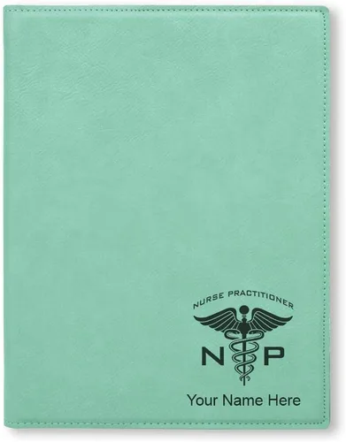 Miniatura 5 de Bloc de notas pequeño de 7 x 9 pulgadas, enfermera practicante NP, grabado personalizado incluido (negro con plata)