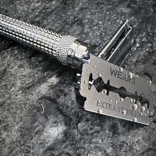 Miniatura 7 de WEISHI 50 hojas de afeitar de un solo filo, cuchillas de afeitar de seguridad de doble filo, cuchillas extra inoxidables, seguridad para hombre