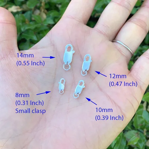 Miniatura 3 de 2 piezas Adabele Auténtica Plata de Ley 14mm Cierres de Langosta con Gatillo Rectangulares Italianos Anillo de Salto Abierto Hipoalergénico Sin