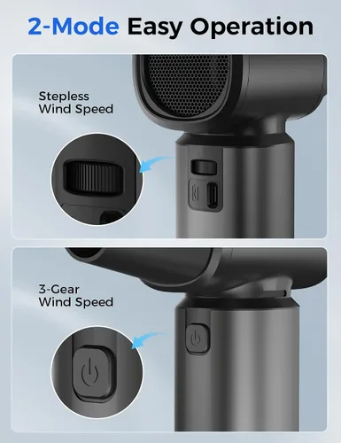 Miniatura 8 de Plumero de aire comprimido – 180000 RPM Super Power plumero de aire eléctrico, soplador de aire inalámbrico recargable ajustable de 3 velocidades