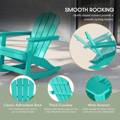 Miniatura 83 de WestinTrends Silla mecedora Malibu de poliéster para exterior/patio Adirondack, Negra