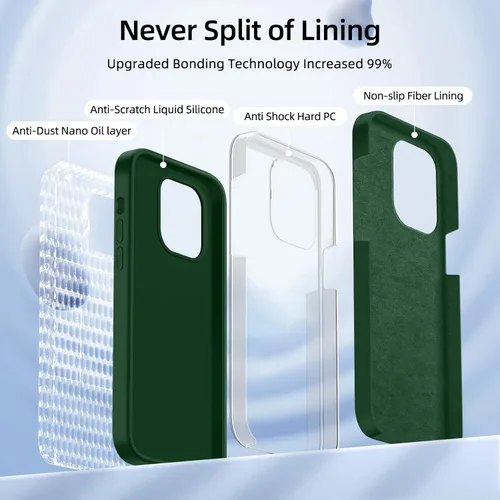 Miniatura 3 de Funda 5 en 1 para iPhone 12 Pro con protector de pantalla y protector de lente de cámara, funda de silicona líquida para iPhone 12 Pro (verde alpino)