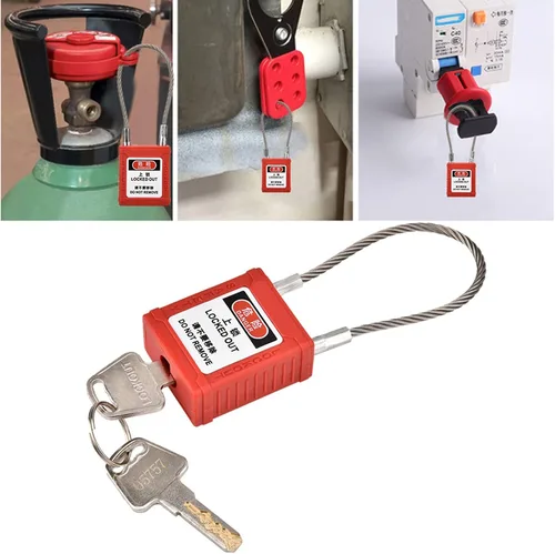 Miniatura 4 de Candado de seguridad, cerradura de cuerda de acero inoxidable con diseño de línea antideslizante y funda PA de nailon, para etiquetado de bloqueo