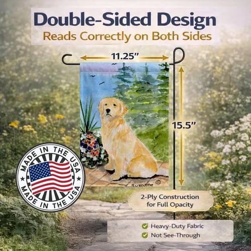 Miniatura 3 de Caroline's Treasures SS8758GF - Bandera decorativa para jardín con diseño de Golden Retriever para jardín, jardín, jardín, multicolor, diseño