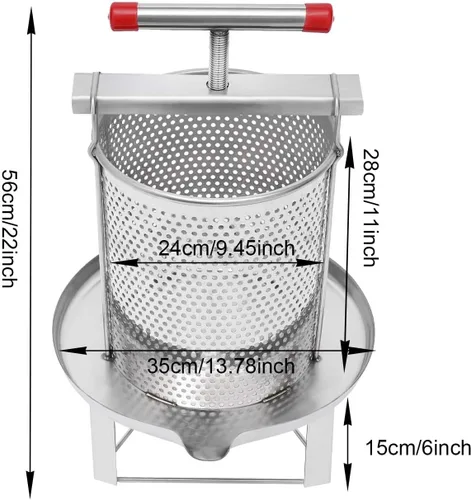 Miniatura 3 de Extractor de prensa de miel de abeja grande, extractor manual de miel de acero inoxidable 12.6L Extractor de prensa de jugo de frutas