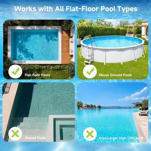 Miniatura 7 de Pooloob Aspirador robótico para piscina con filtración de triple capa y boya flotante, para mantenimiento diario regular, limpieza de piso plano
