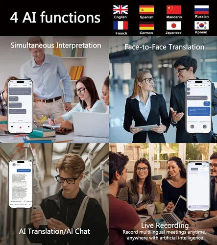 Miniatura 2 de Lentes inteligentes AI para hombres y mujeres con chat GPT, gafas de traducción Bluetooth con 165 idiomas, reproducción de música y llamadas manos