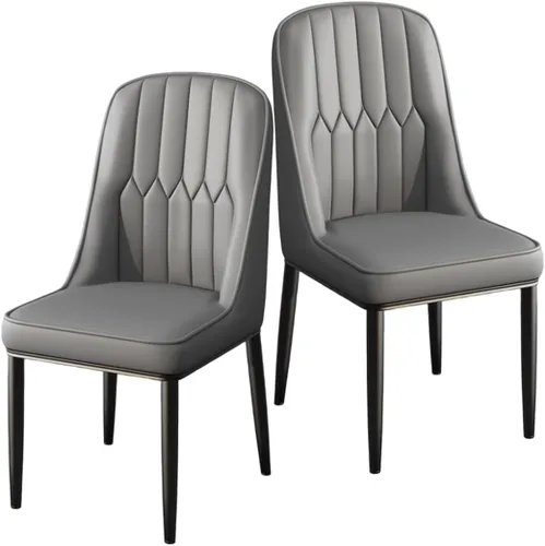 Miniatura 47 de YVYKFZD Juego de 2/4 sillas de comedor, sillas de cocina con respaldo y patas de metal, silla de comedor de piel sintética, silla auxiliar cómoda