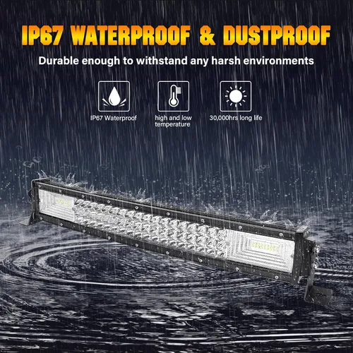 Miniatura 8 de AUXTINGS 22 inch Curved LED Light Bar with Remote Controller Wiring Harness,270W Triple Row Spot Flood Beam,Strobe Flash Work Light Driving