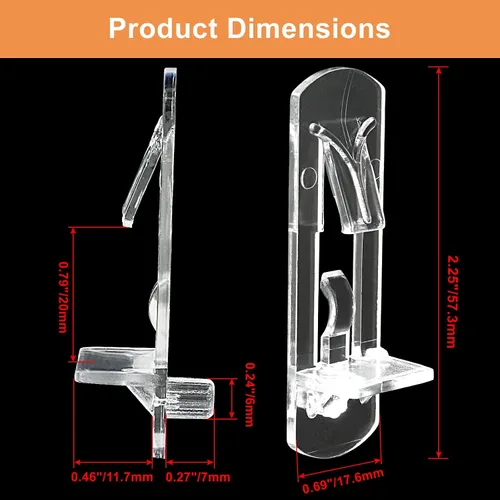Miniatura 2 de 20 piezas de clavijas de estante de plástico con bloqueo, clavijas de soporte de estante de plástico transparente de 6 mm, 3/4", para agujeros