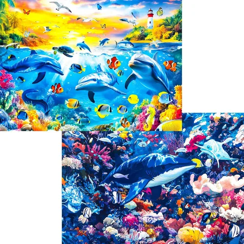 Miniatura 17 de Rompecabezas de 1000 piezas para adultos - Pack de 2 rompecabezas de tortuga marina y escena de playa, rompecabezas para adultos, tema relajante