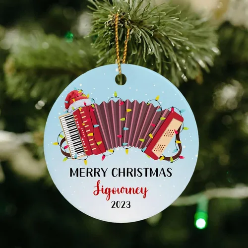 Miniatura 4 de Adorno de Navidad personalizado de acordeonista que toca acordeón, nombre personalizado y año, adorno de Navidad para acordeonista, instrumento
