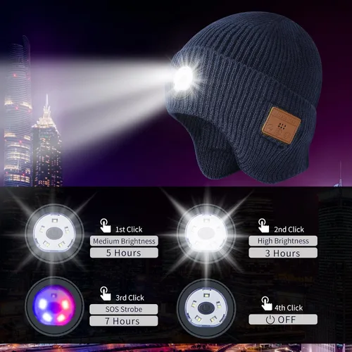 Miniatura 48 de Gorro Bluetooth con auriculares ligeros e inalámbricos, micrófono integrado y altavoces estéreo mejorados con música