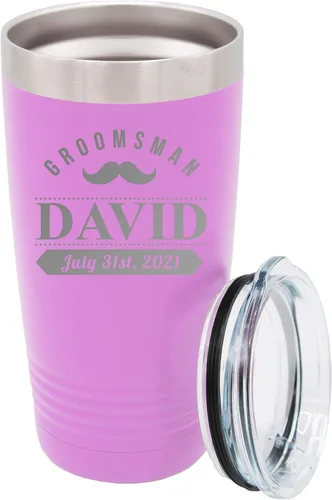 Miniatura 33 de Vaso de padrinos de boda grabado personalizado, taza de acero inoxidable aislada personalizada para padrino de boda, despedida de soltero, boda
