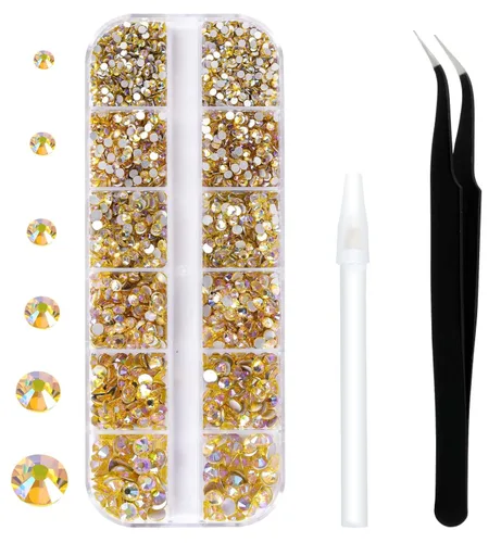 Miniatura 23 de 3792 diamantes de imitación con parte trasera plana para manualidades, piedras preciosas de cristal para uñas, diamantes de imitación brillantes