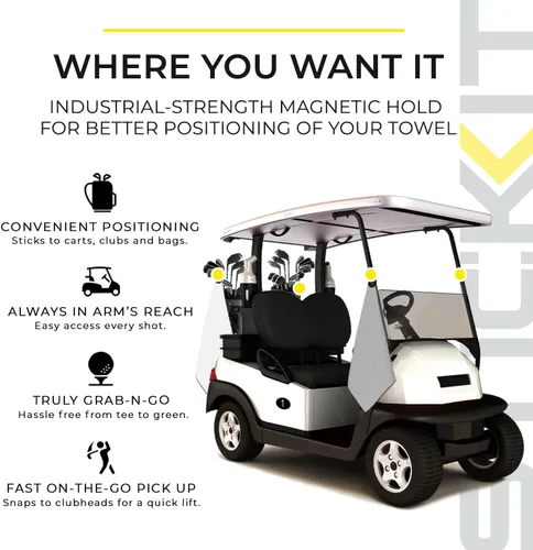 Miniatura 2 de STICKIT Toalla de golf magnética – Ultra absorbente con tejido de gofre de microfibra e imán extraíble – Toalla de golf con imán para bolsas, palos